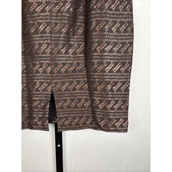 Peruvian Connection Pencil Skirt Women's 10 Brown Black Woven Timeless Textured - Picture 10 of 13